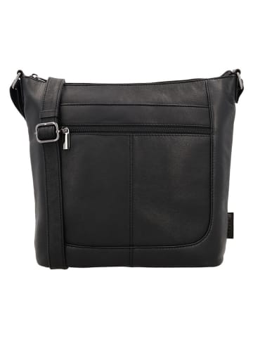 Beagles Leder-Umhängetasche "Benidorm" in Schwarz - (B)32 x (H)28 x (T)11 cm