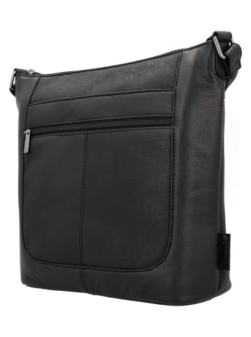 Beagles Leder-Umhängetasche "Benidorm" in Schwarz - (B)32 x (H)28 x (T)11 cm