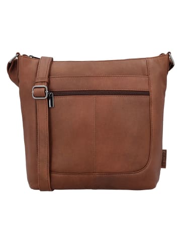 Beagles Leder-Umhängetasche "Benidorm" in Hellbraun - (B)32 x (H)28 x (T)11 cm