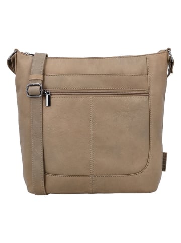 Beagles Leder-Umhängetasche "Benidorm" in Taupe - (B)32 x (H)28 x (T)11 cm