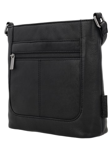 Beagles Skórzana torebka "Benidorm" w kolorze czarnym - 22 x 21 x 7 cm