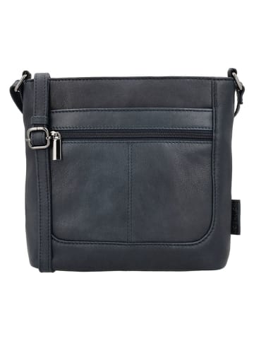 Beagles Leder-Umhängetasche "Benidorm" in Dunkelblau - (B)22 x (H)21 x (T)7 cm