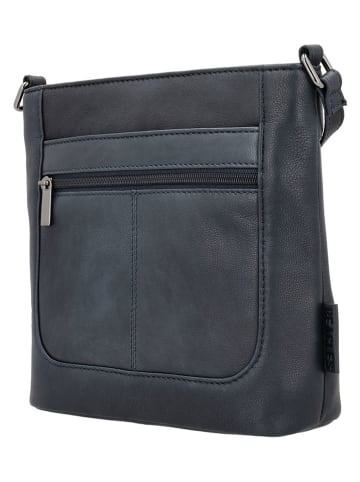 Beagles Leder-Umhängetasche "Benidorm" in Dunkelblau - (B)22 x (H)21 x (T)7 cm