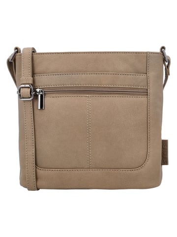Beagles Leder-Umhängetasche "Benidorm" in Taupe - (B)22 x (H)21 x (T)7 cm