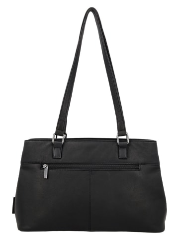 Beagles Leder-Schultertasche "Benidorm" in Schwarz - (B)33 x (H)21 x (T)11 cm