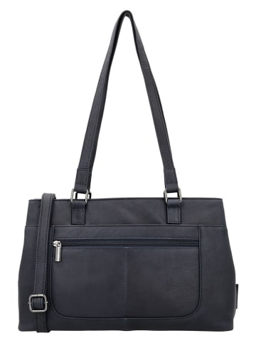 Beagles Skórzana torebka "Benidorm" w kolorze granatowym - 33 x 21 x 11 cm