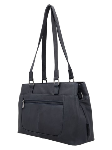 Beagles Skórzana torebka "Benidorm" w kolorze granatowym - 33 x 21 x 11 cm