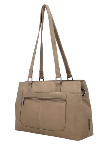 Beagles Leder-Schultertasche "Benidorm" in Taupe - (B)33 x (H)21 x (T)11 cm