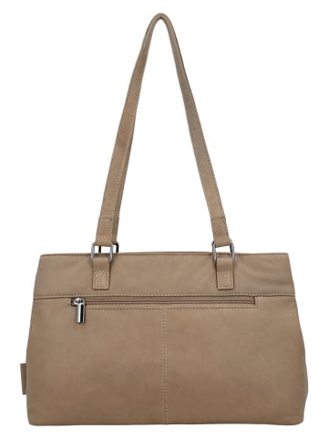 Beagles Leder-Schultertasche "Benidorm" in Taupe - (B)33 x (H)21 x (T)11 cm