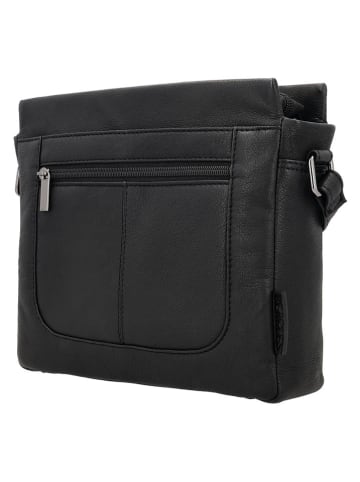 Beagles Leren schoudertas "Benidorm" zwart - (B)24 x (H)21 x (D)6 cm