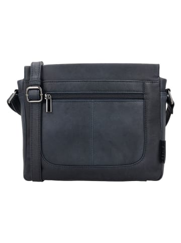 Beagles Leder-Umhängetasche "Benidorm" in Dunkelblau - (B)24 x (H)21 x (T)6 cm