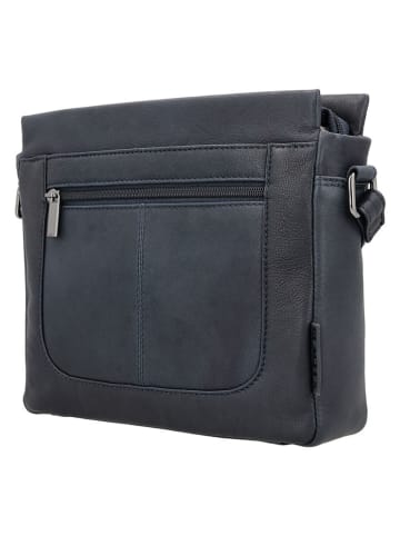 Beagles Leren schoudertas "Benidorm" donkerblauw - (B)24 x (H)21 x (D)6 cm