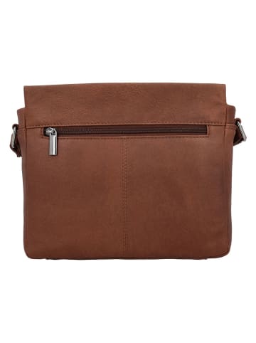 Beagles Skórzana torebka "Benidorm" w kolorze jasnobrązowym - 24 x 21 x 6 cm