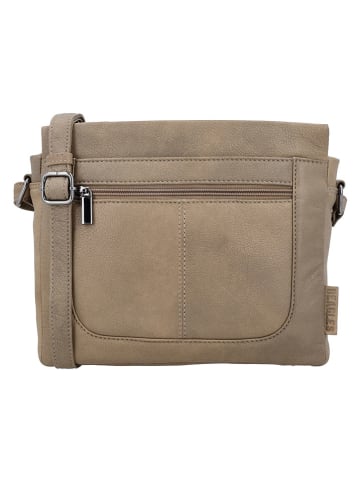 Beagles Leder-Umhängetasche "Benidorm" in Taupe - (B)24 x (H)21 x (T)6 cm