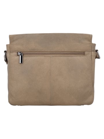 Beagles Leder-Umhängetasche "Benidorm" in Taupe - (B)24 x (H)21 x (T)6 cm