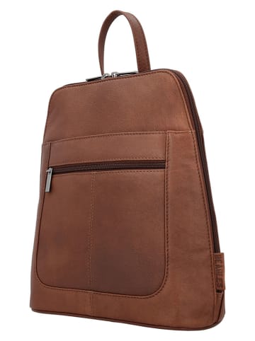 Beagles Skórzany plecak "Benidorm" w kolorze jasnobrązowym - 25 x 29 x 9 cm