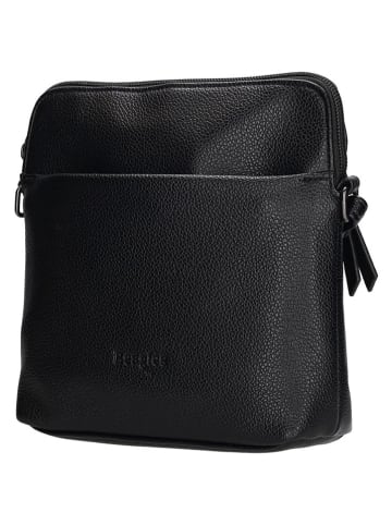 Beagles Leder-Umhängetasche "Tarragona" in Schwarz - (B)18 x (H)18,6 x (T)6 cm