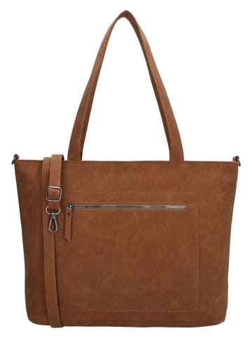 Beagles Leder-Schultertasche "Cambrils" in Hellbraun - (B)40 x (H)29 x (T)10 cm