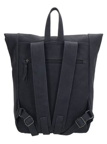 Beagles Leder-Rucksack "Cambrils" in Dunkelblau - (B)22 x (H)31,5 x (T)11 cm