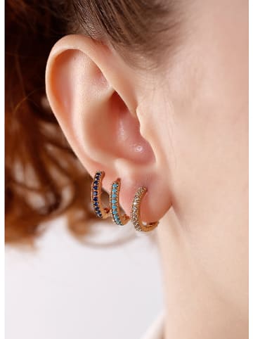 atelier MIU Pozłacane kolczyki-kreole (3 szt.) z cyrkoniami