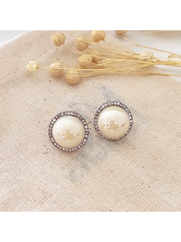 atelier MIU Witvergulde oorstekers met edelstenen