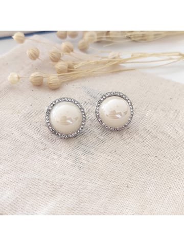 atelier MIU Witvergulde oorstekers met edelstenen