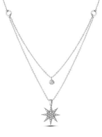 atelier MIU Witvergulde ketting met edelstenen - (L)45 cm