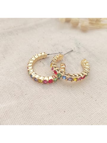 atelier MIU Vergulde halfcreolen met edelstenen