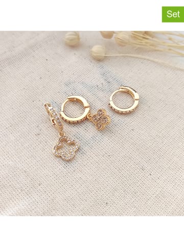 atelier MIU Pozłacane kolczyki-kreole (3 szt.) z cyrkoniami