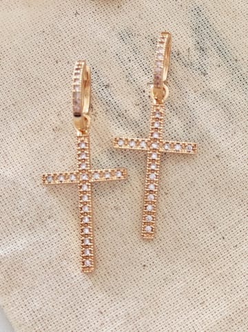 atelier MIU Vergulde creolen met edelstenen