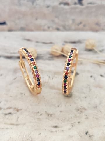 atelier MIU Vergulde creolen met edelstenen