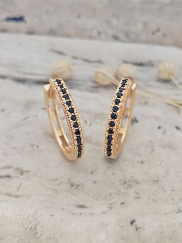 atelier MIU Vergulde creolen met edelstenen