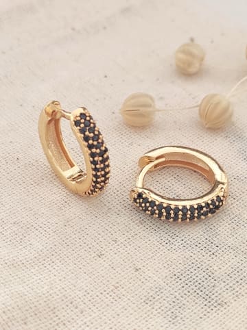 atelier MIU Pozłacane kolczyki-kreole z cyrkoniami