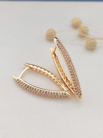 atelier MIU Pozłacane kolczyki-kreole z cyrkoniami