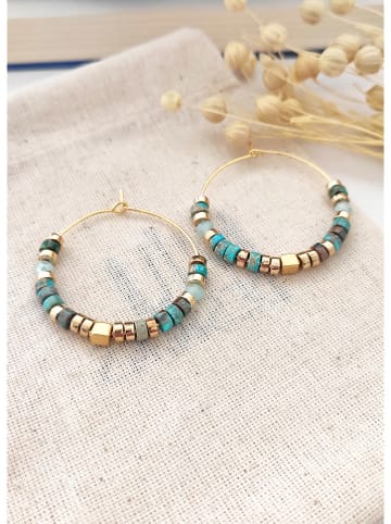 atelier MIU Pozłacane kolczyki z turkusami