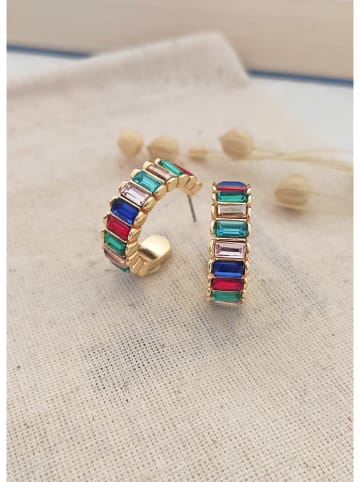 atelier MIU Vergulde creolen met edelstenen