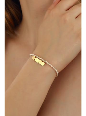 atelier MIU Pozłacana bransoletka z perłami i elementami ozdobnymi - dł. 15 cm