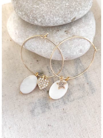 atelier MIU Vergulde creolen met edelstenen