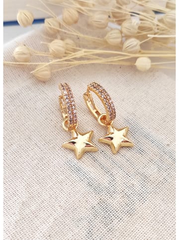 atelier MIU Vergulde creolen met edelstenen