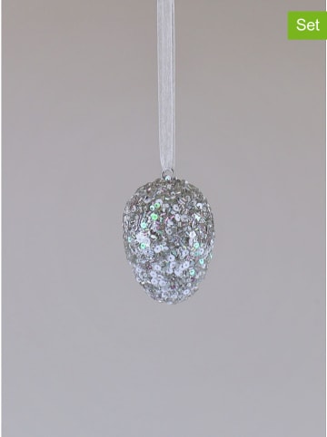 AM Design 2er-Set: Dekoanhänger "Ei" in Silber - (H)8 x  Ø 6 cm
