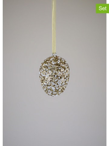 AM Design Zawieszki dekoracyjne (2 szt.) "Egg" w kolorze złotym - wys. 10 x Ø 8 cm