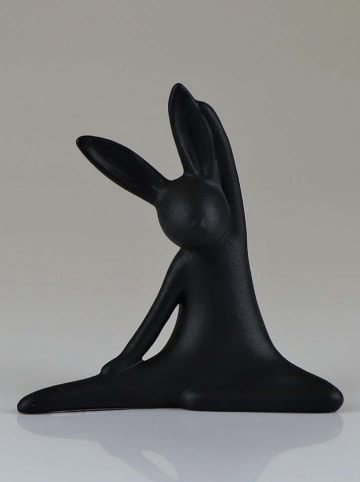 AM Design Decoratief figuur "Konijn Yoga" zwart - (B)15,5 x (H)15,5 x (D)6,5 cm
