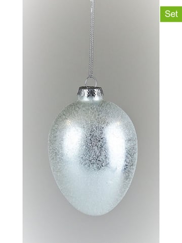 AM Design 2er-Set: Dekoanhänger "Ei" in Weiß - (H)9 x  Ø 6 cm