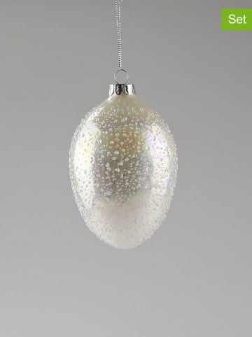 AM Design Zawieszki dekoracyjne (2 szt.) "Egg" w kolorze białym - wys. 15 x Ø 10 cm