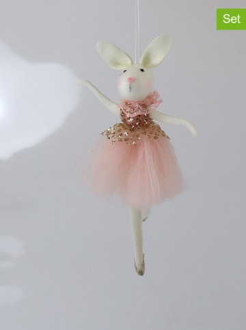 AM Design 2er-Set: Dekoanhänger "Hase" in Rosa - (H)20 cm