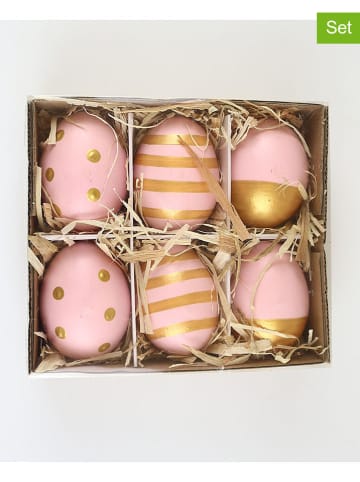 AM Design 6er-Set: Deko-Eier in Rosa/ Gold - (H)6 x  Ø 4 cm
