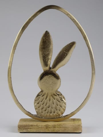 AM Design Decoratief object "Paaskonijn in ei" goudkleurig - (B)18 x (H)25,5 x (D)5 cm
