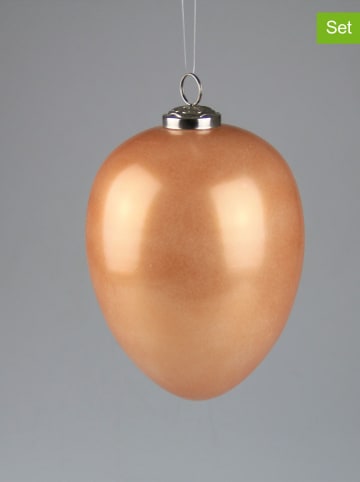 AM Design 2er-Set: Dekoanhänger "Ei" in Apricot - (H)8 cm