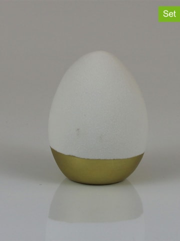 AM Design Decofiguur "Ei" crème/goudkleurig - (H)13 x Ø 10 cm