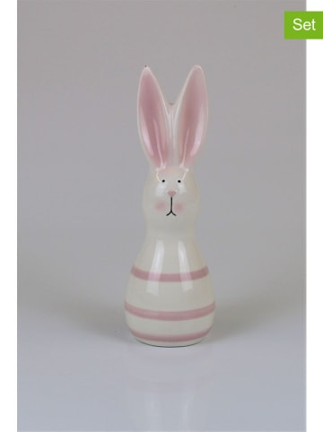 AM Design Decofiguur "Konijn" wit/lichtroze - (H)22,5 cm